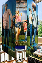 Double sided knit banners installed downtown Seattle, WA
