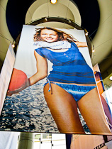 Banner installed in retail store, downtown Seattle, WA