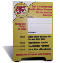 Full Color sandwich board sign  with writeable area for brew pub in West Seattle, WA
