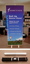 Retractable or roll up banner stand &mdash; additional lobby display Studio 3 Signs of Seattle, WA